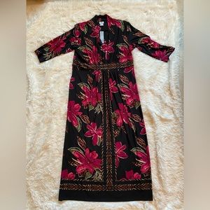 Chico’s Maxi Dress, Orchid Flowers - Size 2P (US Size 12/14 Petite)